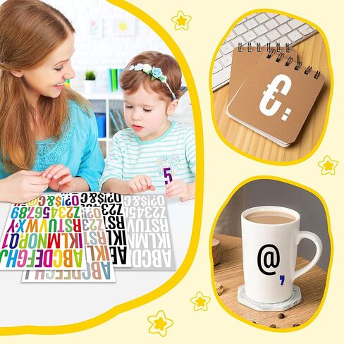 1000 Pcs Letter Stickers, 20 Sheets Alphabet Stickers 2 Inch Large Vinyl Waterproof Self Adhesive Sticker Number Letters for Mailbox Water Bottles Scrapbooking Sign DIY Crafts Decor (Multicolor) in Saudi Arabia