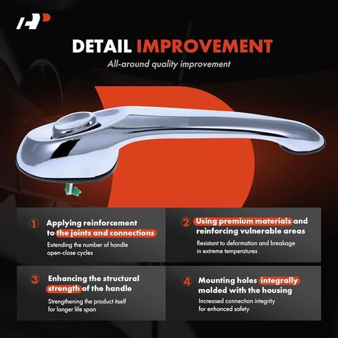 A-Premium Rear Right Passenger Side Exterior Door Handle Compatible with Chrysler PT Cruiser 2001-2010, Chrome, Replace# 4724914AD, 4724914AE in Kuwait