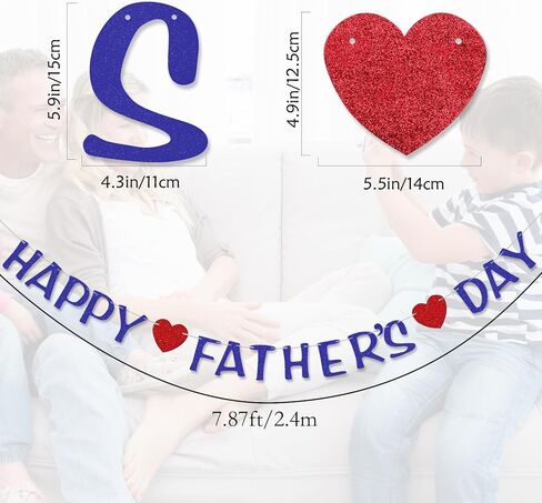Happy Fathers Day Banner Decorations Preassembly Blue Glitter Father's Day Flag Bunting Hanging Garland Father’s Day Party Supplies Background for Photograph Family Celebration Photo Prop in Saudi Arabia