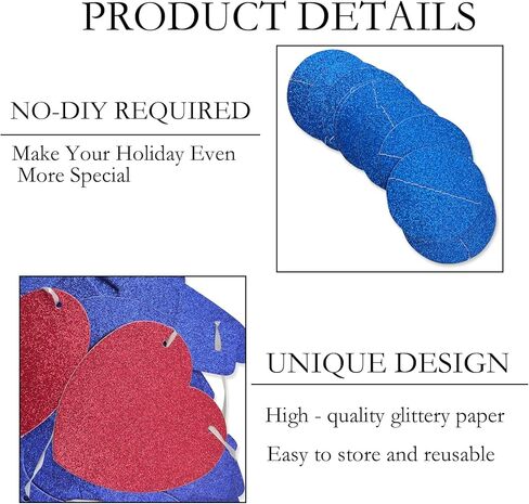 Happy Fathers Day Banner Decorations Preassembly Blue Glitter Father's Day Flag Bunting Hanging Garland Father’s Day Party Supplies Background for Photograph Family Celebration Photo Prop in Saudi Arabia