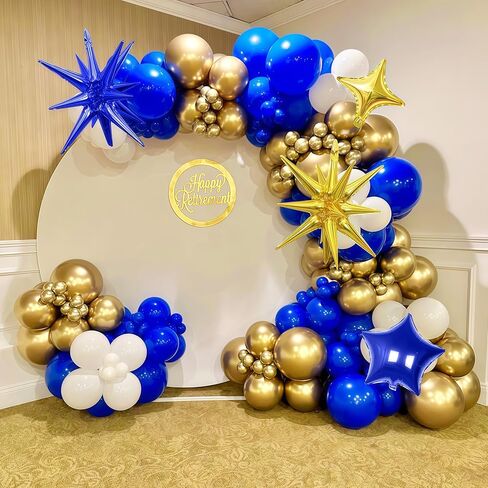 Graduation Balloon Arch Kit 2026 Blue and Gold Balloon Garland Royal Blue Gold White Balloons with Star Foil for Congrats Grad Class Retirement Prom Birthday Wedding Party Decorations, 107Pcs in Saudi Arabia