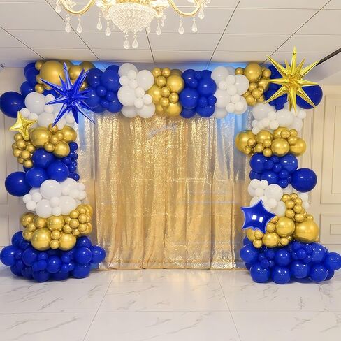 Graduation Balloon Arch Kit 2026 Blue and Gold Balloon Garland Royal Blue Gold White Balloons with Star Foil for Congrats Grad Class Retirement Prom Birthday Wedding Party Decorations, 107Pcs in Saudi Arabia