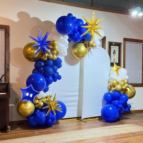 Graduation Balloon Arch Kit 2026 Blue and Gold Balloon Garland Royal Blue Gold White Balloons with Star Foil for Congrats Grad Class Retirement Prom Birthday Wedding Party Decorations, 107Pcs in Saudi Arabia