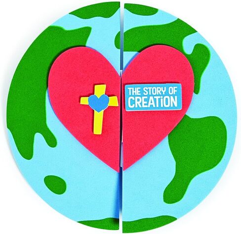 مجموعة ورق للأطفال من Fun Express Creation Story Sunday School Bible VBS Christian Religious Church Kids - تصنع 12 - قطع وملصقات إسفنجية ذاتية اللصق - 6 بوصات - 21 بوصة × 6 بوصة in Kuwait