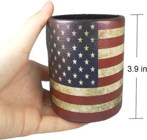 DreamsEden Decorative Pen Pencil Holder Cup (Pack of 4) - Vintage American Flag Round Desk Organizer Patriotic for Home Office Bedroom Decoration in Kuwait