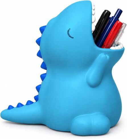 Cute Dinosaur Desktop Pen and Pencil Holder, Novelty T-Rex Desk Organizer (Light Blue) in Kuwait