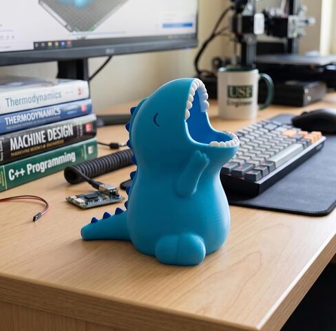 Cute Dinosaur Desktop Pen and Pencil Holder, Novelty T-Rex Desk Organizer (Light Blue) in Kuwait