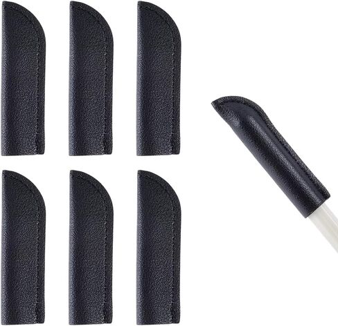 6PCS Black Vintage PU Leather Pencil Caps Pouch Leather Single Pen Sleeves Ballpoint Fountain Pen Tip Protective Cover Storage Bag Case Holder for Office School Accessories Desk Supplies in Saudi Arabia