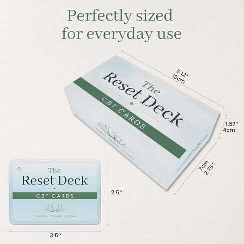The Reset Deck CBT Cards for Anxiety, Overthinking & Stress – 32 Double-Sided Cognitive Behavioral Therapy Flash Cards with Reflection Cards, Pen, Ring & Carry Pouch in Kuwait