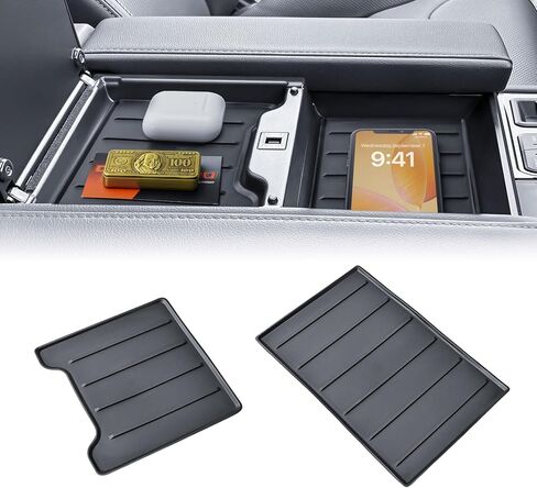 Center Console Liner Compatible with Toyota Tundra 2022-2026 Platinum, 1794, TRD PRO, Capstone and Sequoia 2023-2026, Organizer Tray TPE Mat, 2-Piece Black in Kuwait