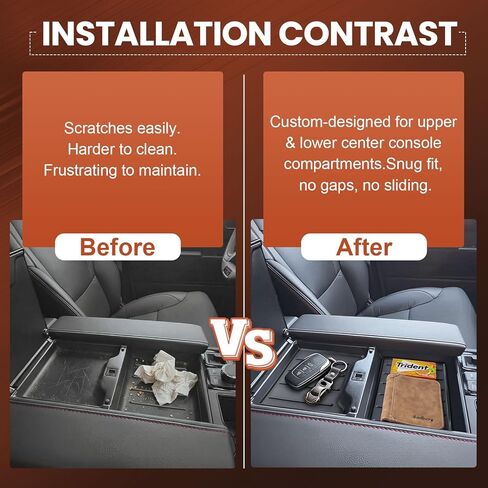 Center Console Liner Compatible with Toyota Tundra 2022-2026 Platinum, 1794, TRD PRO, Capstone and Sequoia 2023-2026, Organizer Tray TPE Mat, 2-Piece Black in Kuwait