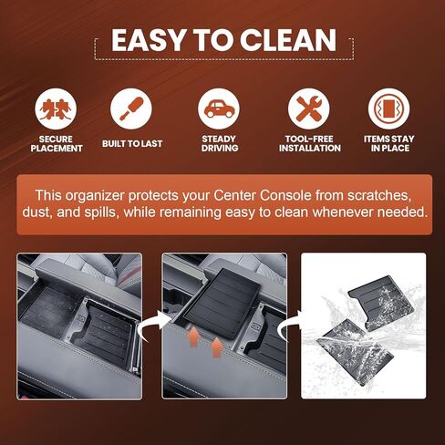 Center Console Liner Compatible with Toyota Tundra 2022-2026 Platinum, 1794, TRD PRO, Capstone and Sequoia 2023-2026, Organizer Tray TPE Mat, 2-Piece Black in Kuwait