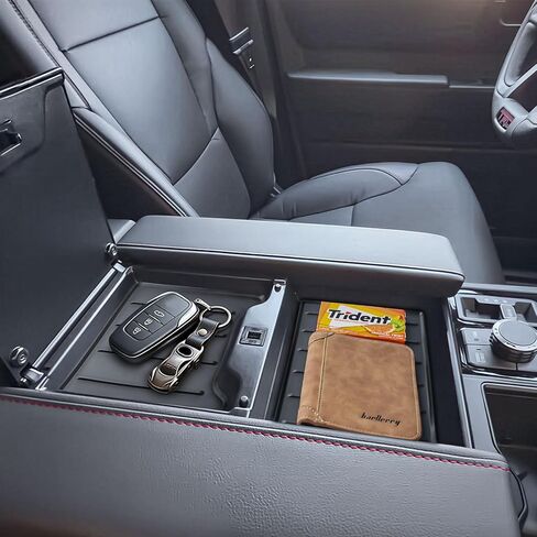Center Console Liner Compatible with Toyota Tundra 2022-2026 Platinum, 1794, TRD PRO, Capstone and Sequoia 2023-2026, Organizer Tray TPE Mat, 2-Piece Black in Kuwait
