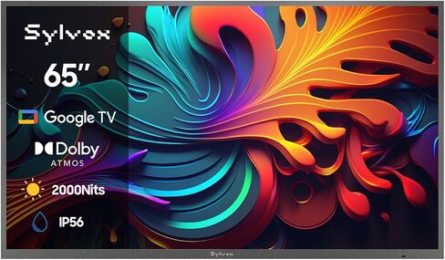 SYLVOX Full Sun Outdoor TV, 65'' QLED Smart TV, IP55 Waterproof, Dolby Vision HDR, Voice Remote,2000nits Weatherproof Television, Chromecast Built-in for Full Sun Area(Pool Pro QLED 2.0) in Saudi Arabia