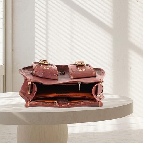 Genuine Leather Messenger Bag for Men & Women | Vintage Brown Leather Shoulder Satchel with Multiple Pockets | Handmade Office Laptop Briefcase Crossbody Bag for Work, Business, Travel & College in Saudi Arabia