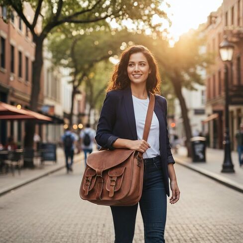 Genuine Leather Messenger Bag for Men & Women | Vintage Brown Leather Shoulder Satchel with Multiple Pockets | Handmade Office Laptop Briefcase Crossbody Bag for Work, Business, Travel & College in Saudi Arabia