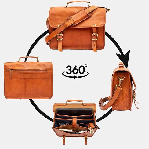 TWARA Vintage Leather Messenger Bag for Men and Women,Laptop Briefcase Bag For College, Office,Work,Travel,Handmade Crossbody Satchel Bags with Adjustable Shoulder Strap in Saudi Arabia