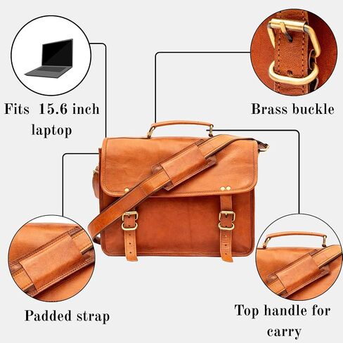 TWARA Vintage Leather Messenger Bag for Men and Women,Laptop Briefcase Bag For College, Office,Work,Travel,Handmade Crossbody Satchel Bags with Adjustable Shoulder Strap in Saudi Arabia