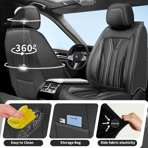 Fit Bronco 4-Door Car Seat Covers for Ford Bronco 2021-2025 2026 -Premium Leather, Waterproof，Breathable，All-Weather Seat Cushion Protecto & Airbag Compatible, Full Set Orange & Black in Saudi Arabia