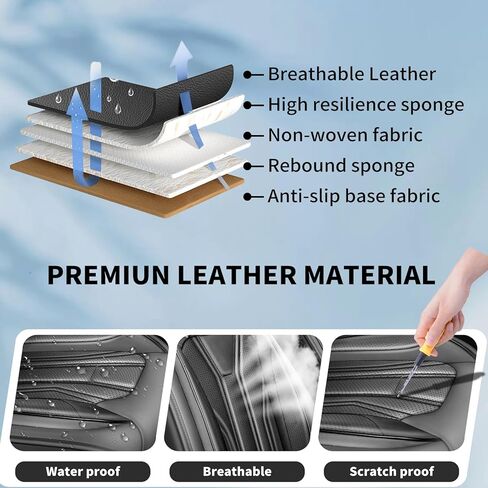 Fit Bronco 4-Door Car Seat Covers for Ford Bronco 2021-2025 2026 -Premium Leather, Waterproof，Breathable，All-Weather Seat Cushion Protecto & Airbag Compatible, Full Set Orange & Black in Saudi Arabia