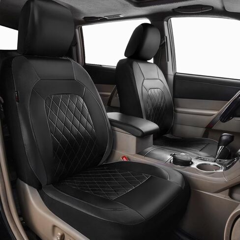 Deluxe Pu Luxury Vinyl Faux Leather Car Seat Covers for Ram ProMaster City 2015-2025, Full Set of 4 Pcs, Waterproof Breathable Airbag Compatible,Black in Saudi Arabia