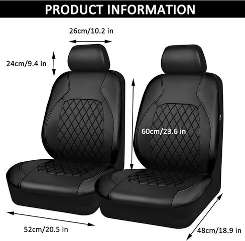 Deluxe Pu Luxury Vinyl Faux Leather Car Seat Covers for Ram ProMaster City 2015-2025, Full Set of 4 Pcs, Waterproof Breathable Airbag Compatible,Black in Saudi Arabia