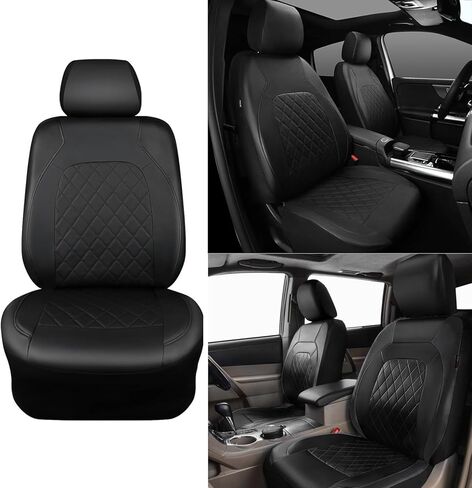 Deluxe Pu Luxury Vinyl Faux Leather Car Seat Covers for Ram ProMaster City 2015-2025, Full Set of 4 Pcs, Waterproof Breathable Airbag Compatible,Black in Saudi Arabia