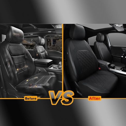 Deluxe Pu Luxury Vinyl Faux Leather Car Seat Covers for Ram ProMaster City 2015-2025, Full Set of 4 Pcs, Waterproof Breathable Airbag Compatible,Black in Saudi Arabia