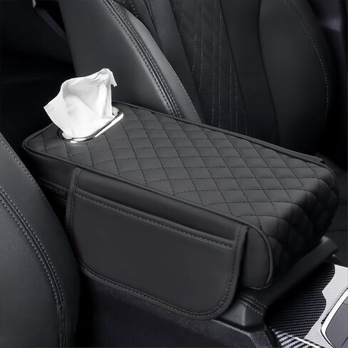 Car Center Console Cover for Ford F-150 F150 Lightning, Non-Slip Water Resistant Car Armrest Cushion, Middle Console Cover Protector with 2 Storage Bags, B Brown in Saudi Arabia