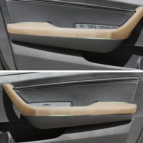 2PCS Front Door Panel Armrest Cover Replacement Compatible with Hyundai Sonata 2015-2019 Left and Right Leather Arm Rest Replaced Skin Upholstery Beige (Only Leather Part) in Saudi Arabia