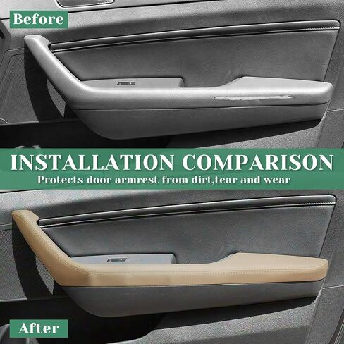 2PCS Front Door Panel Armrest Cover Replacement Compatible with Hyundai Sonata 2015-2019 Left and Right Leather Arm Rest Replaced Skin Upholstery Beige (Only Leather Part) in Saudi Arabia