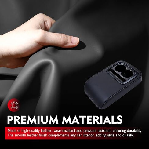 Car Middle Center Console Cover with Cup Holder, Leather Car Armrest Cover, Multi-functional Armrest Storage Pad, Universal for Most Vehicles (Black) in Kuwait