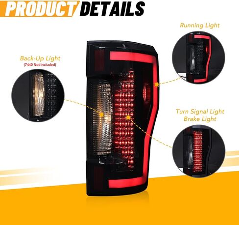 مصابيح خلفية LED متوافقة مع 2017-2022 Ford F250 / F350 / F450 ضوء تحول متسلسل فائق التحمل ومجموعة استبدال مصابيح LED DRL زوج واحد (غطاء أسود، عدسات دخان) in Kuwait