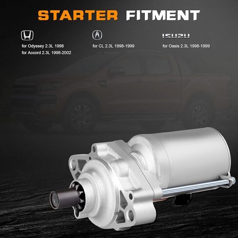 Starter Motor for Acura CL 2.3L 1998-1999 for Honda Accord 2.3L 1998-2002 for Honda Odyssey 2.3L 1998 for Isuzu for Oasis 2.3L 1998-1999 New Starter SMU0005; 12V; 1.6kW; CW; 9-Tooth Pinion; PMGR in Saudi Arabia