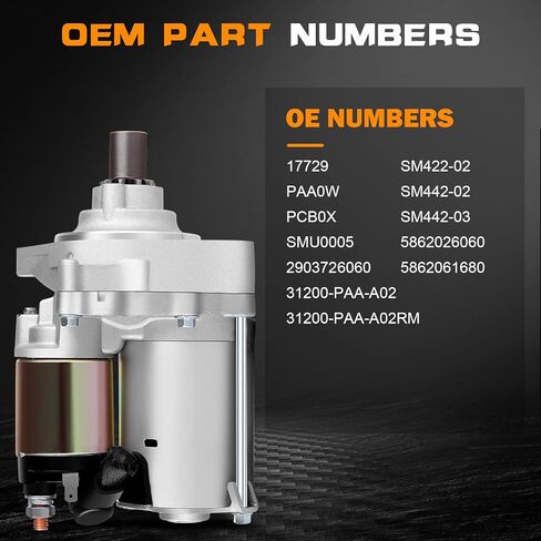 Starter Motor for Acura CL 2.3L 1998-1999 for Honda Accord 2.3L 1998-2002 for Honda Odyssey 2.3L 1998 for Isuzu for Oasis 2.3L 1998-1999 New Starter SMU0005; 12V; 1.6kW; CW; 9-Tooth Pinion; PMGR in Saudi Arabia