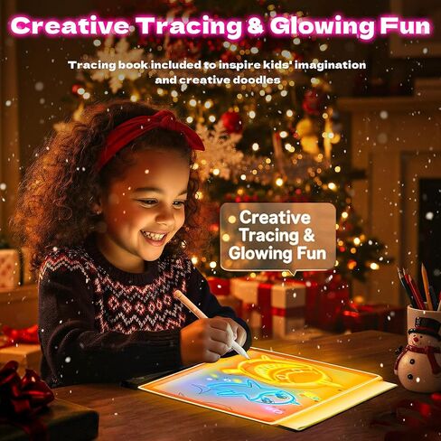 لوحة ملاحظات LED مع 7 ألوان، لوحة رسم متوهجة قابلة لإعادة الشحن مقاس 11.8 × 7.8 بوصة، لوحة مسح جافة مضيئة مع 7 علامات، محول، سلسلة تعليق، تحكم باللمس، فكرة هدية عيد ميلاد in Kuwait
