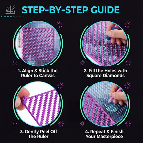 Hadnves 5PCS Diamond Art Painting Rulers Zigzag Drawing Ruler Diamond Art Accessories for Beginners Square Drawing Tools for Round Full Drill Partial Drills DIY Crafts Canvas Keeps Drills Aligned in Saudi Arabia