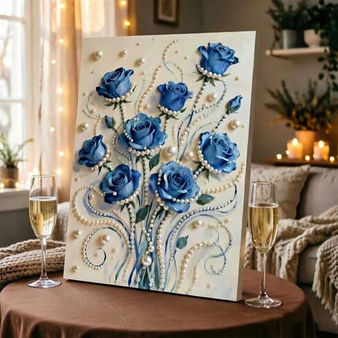 DIY Pearl Painting Kit, 12x16 Inch Beaded Art Craft for Adults & Beginners - Relaxing & Focus Improvement Activity, Gem Beads Canvas for Wall Decor,Birthday Gift for Mom Dad Wife, No frame(Sunflower) in Kuwait