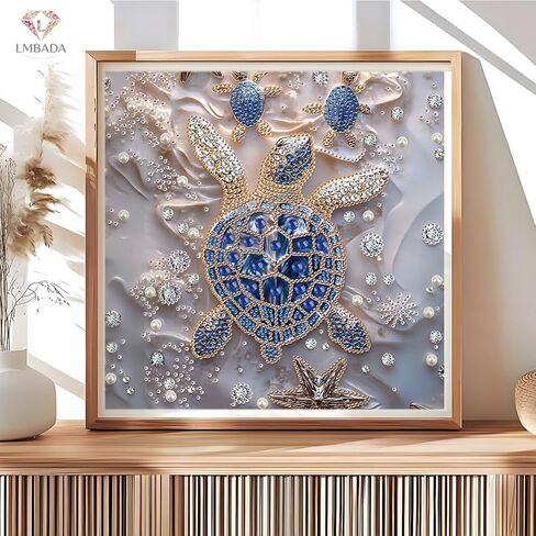 LMBADA Special Shape Diamond Painting Kits for Adults Beginner Sea Turtle, 5D Crystal Turtle Diamond Art Kits, Rhinestone Art Dot DIY Animal Crafts Home Wall Decor Gift 12x12 Inch in Kuwait