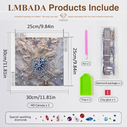 LMBADA Special Shape Diamond Painting Kits for Adults Beginner Sea Turtle, 5D Crystal Turtle Diamond Art Kits, Rhinestone Art Dot DIY Animal Crafts Home Wall Decor Gift 12x12 Inch in Kuwait