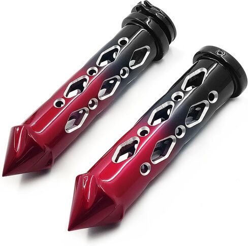 AfterMokit Replacement Spike Hand Grips for 7/8 inch Handlebars Black and Red Hollowed Out in Saudi Arabia