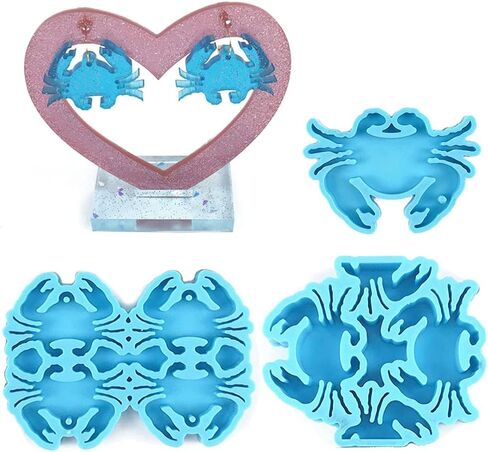 Silicone Molds for Epoxy Resin Crab Series Keychain Epoxy Resin Mold Jewelry Earrings Pendants Silicone Mould DIY Crafts Decorations Casting Tool in Kuwait