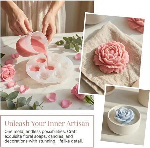 Multi-Hole Succulent Flower Silicone Mold for Aromatherapy Gypsum Candles, Durable DIY Craft Mold for Candle Making & Handmade Home Decoration in Kuwait