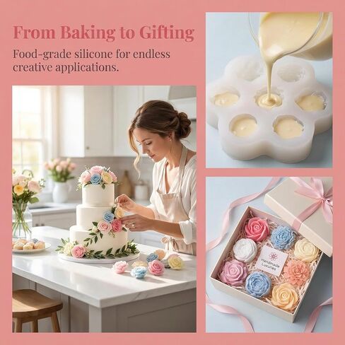 Multi-Hole Succulent Flower Silicone Mold for Aromatherapy Gypsum Candles, Durable DIY Craft Mold for Candle Making & Handmade Home Decoration in Kuwait
