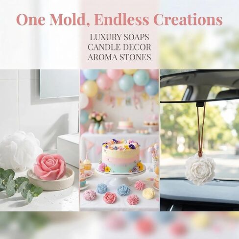 Multi-Hole Succulent Flower Silicone Mold for Aromatherapy Gypsum Candles, Durable DIY Craft Mold for Candle Making & Handmade Home Decoration in Kuwait