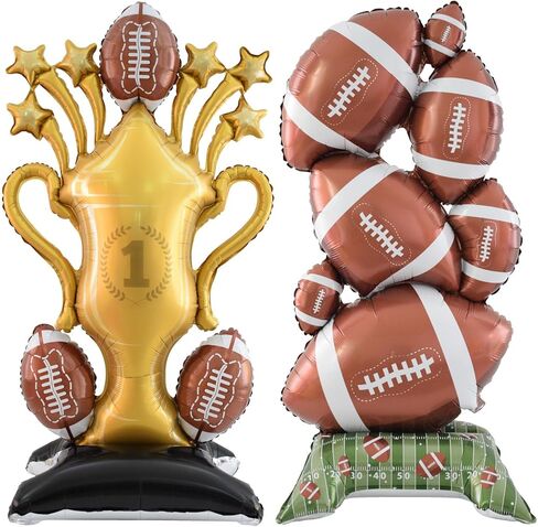 2 Piece 62 Inch Self Standing Soccer Balloons Champion Trophy Balloons, Giant Soccer Trophy Mylar Balloon, for Soccer Event Birthday, Game Day, Sports Competition Theme Decorations in Saudi Arabia