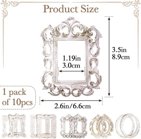 PAGOW 10pcs Vintage Frame Scrapbook Decoration, 5 Styles Relievo Paper Frames, Decorative Photo Frame Paper Craft Supplies for Scrapbooking, Journaling, Card Making, Albums in Kuwait