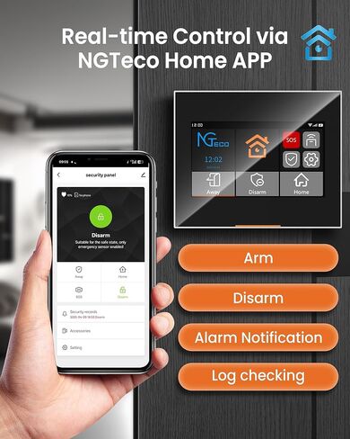 Wireless Home Alarm System 9 PCS, 2.4G WiFi/4G Alarm System with 7 in Touchscreen, Remotes, Door Sensors, Motion Detector for Home, Apartment Security, Compatible with Alexa & Google, No Monthly fees in Saudi Arabia