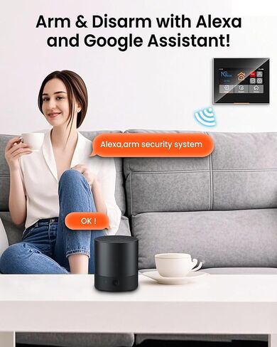 Wireless Home Alarm System 9 PCS, 2.4G WiFi/4G Alarm System with 7 in Touchscreen, Remotes, Door Sensors, Motion Detector for Home, Apartment Security, Compatible with Alexa & Google, No Monthly fees in Saudi Arabia