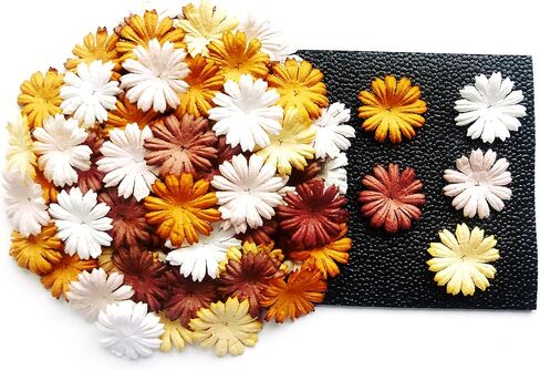 TH 50 pcs. Daisy Paper Flowers 25 mm. Mixed Tone Brown Petal Flower die cuts Mulberry Paper Flower Craft Handmade Wedding Scrapbook for so Many Card Craft Projects in Kuwait